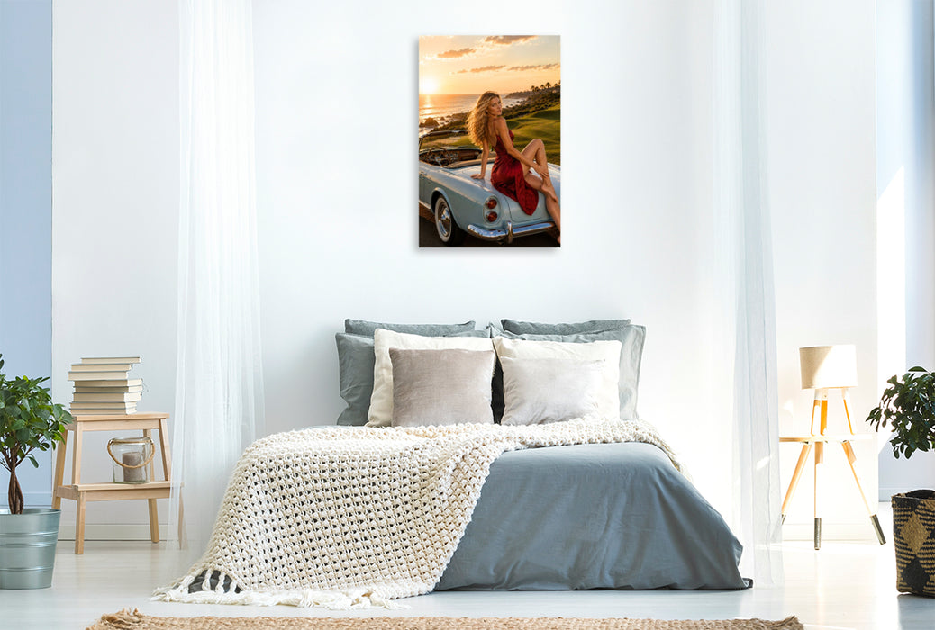 Premium Textil-Leinwand Goldene Freiheit am Meer