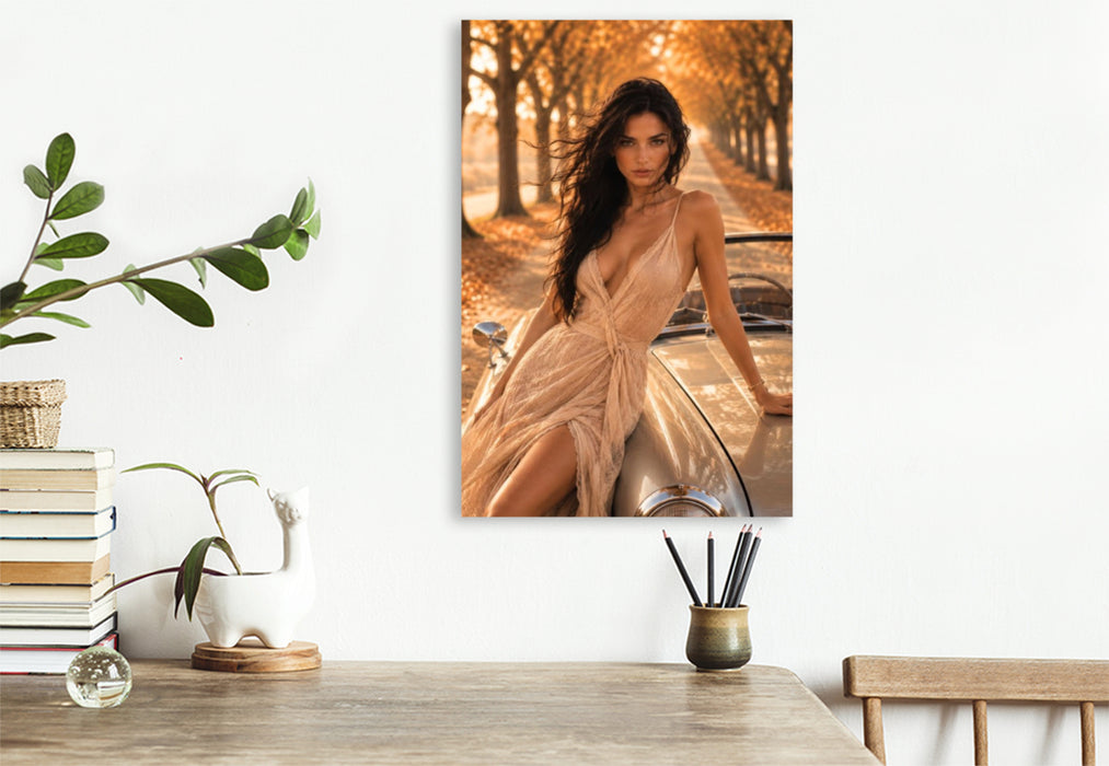 Premium Textil-Leinwand Eleganz im goldenen Herbst