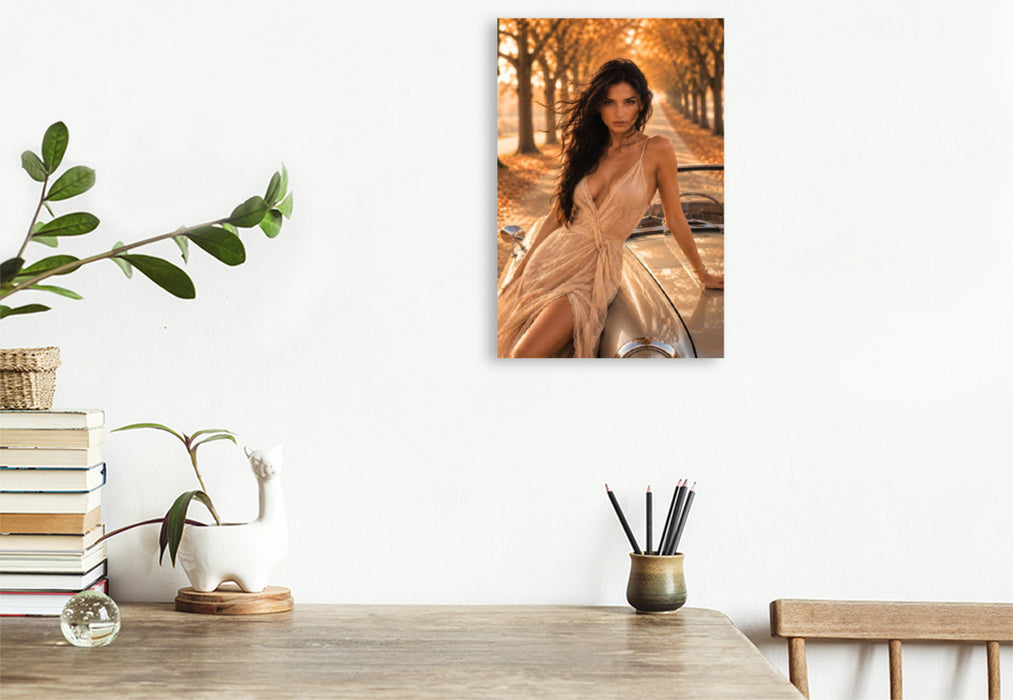 Premium Textil-Leinwand Eleganz im goldenen Herbst