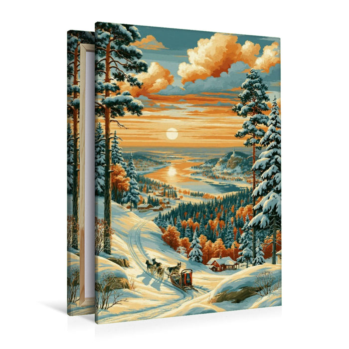Premium Textil-Leinwand Winterlanschaft bei Östersund