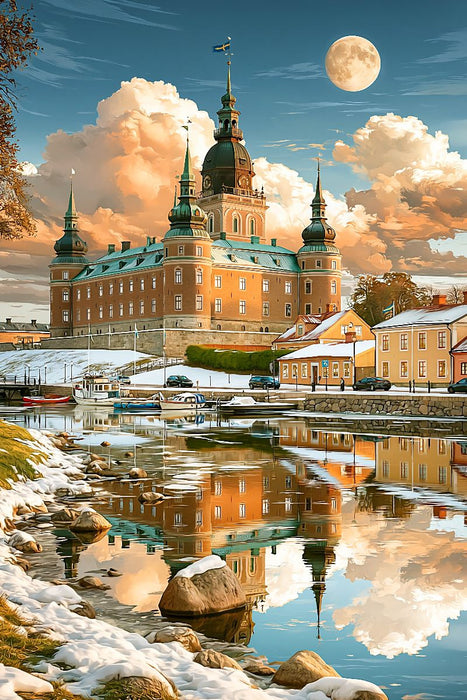 Premium Textil-Leinwand Kalmar Schloss