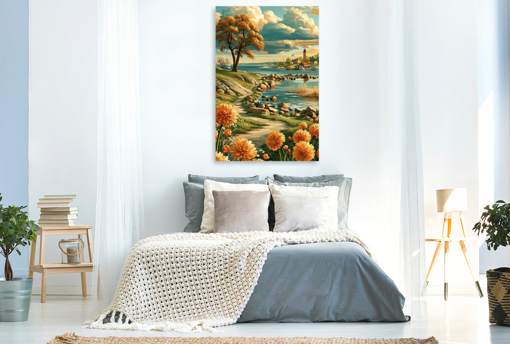 Premium Textil-Leinwand Spätsommer in Schweden