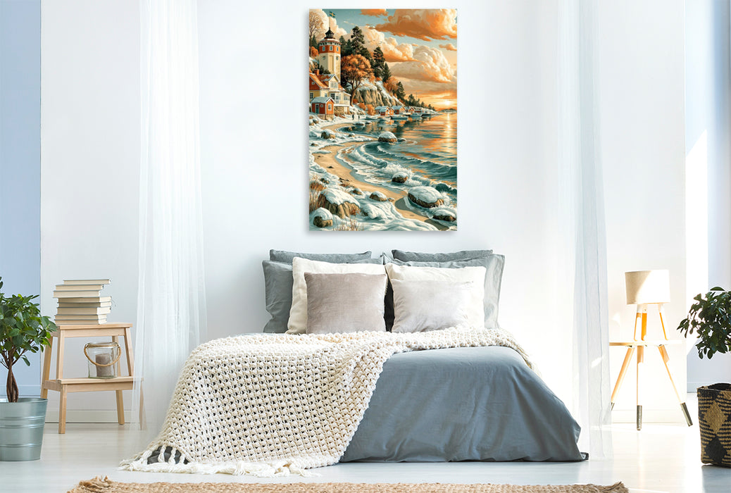 Premium Textil-Leinwand Küste bei Holmsund