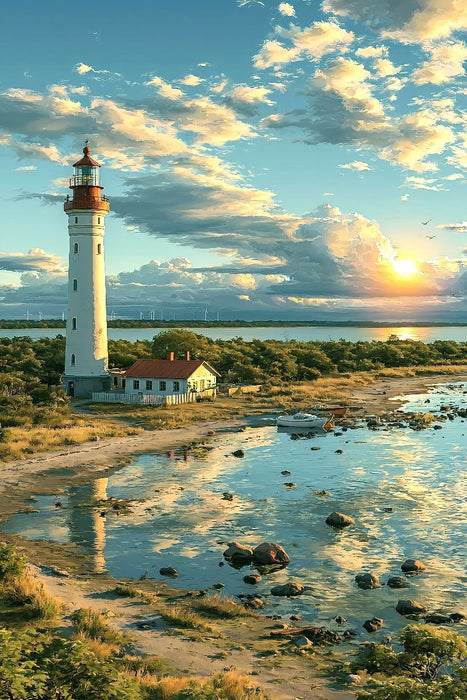 Premium Textil-Leinwand Lichtturm auf Öland