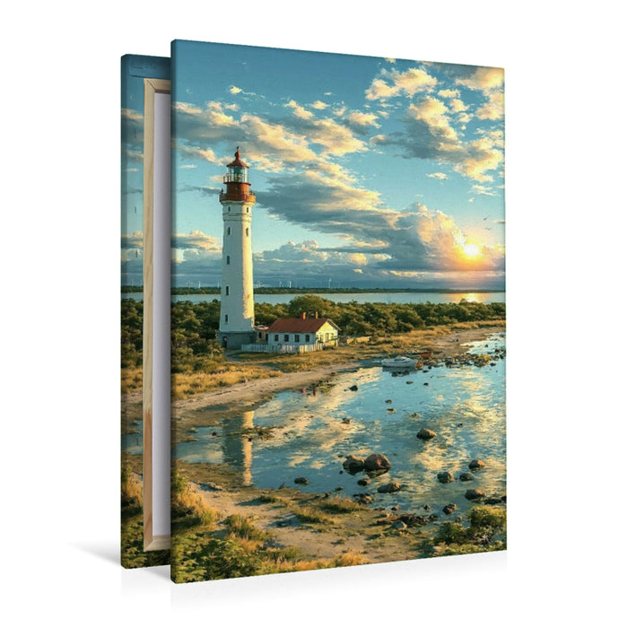 Premium Textil-Leinwand Lichtturm auf Öland