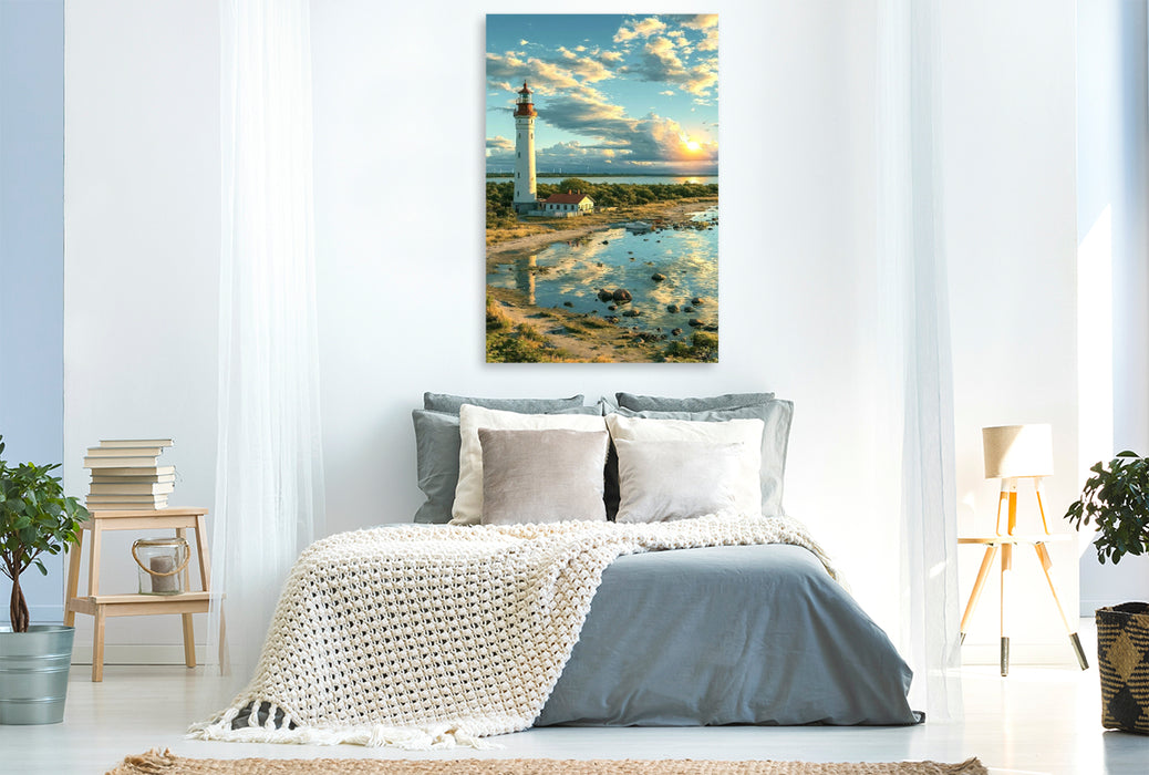Premium Textil-Leinwand Lichtturm auf Öland