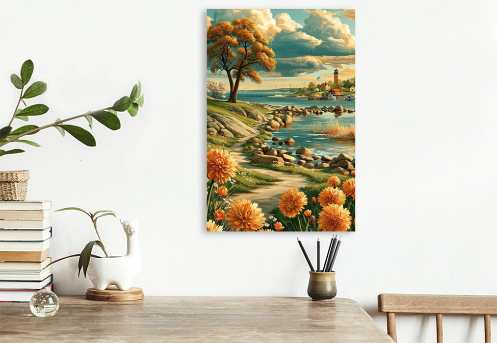 Premium Textil-Leinwand Spätsommer in Schweden