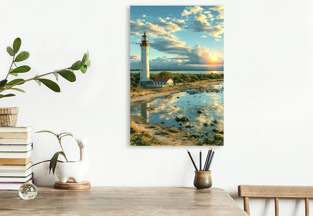 Premium Textil-Leinwand Lichtturm auf Öland