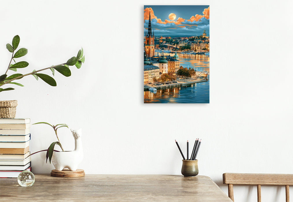 Premium Textil-Leinwand Stockholm im Sommer