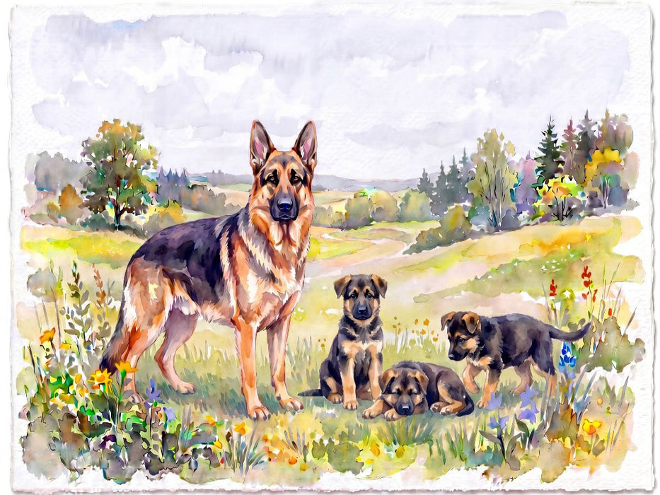 Schäferhund mit Welpen - CALVENDO Foto-Puzzle'