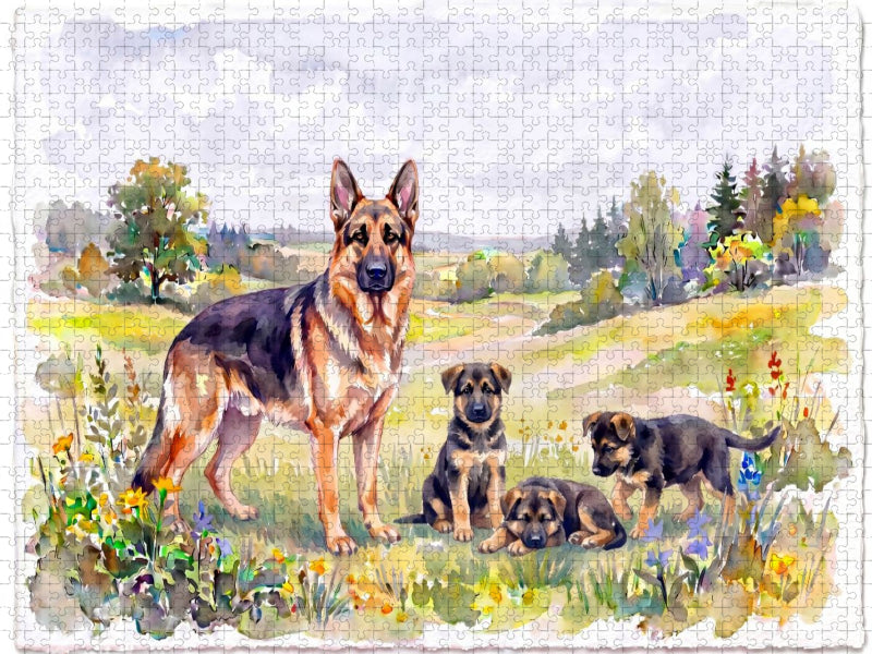 Schäferhund mit Welpen - CALVENDO Foto-Puzzle'