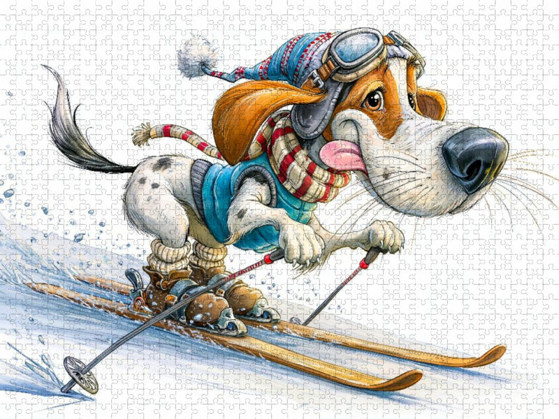 Yippiii, ab die Lutzi auf dieser schwarzen Piste - CALVENDO Foto-Puzzle'
