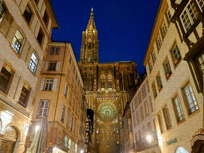 Straßburger Münster bei Nacht - CALVENDO Foto-Puzzle'