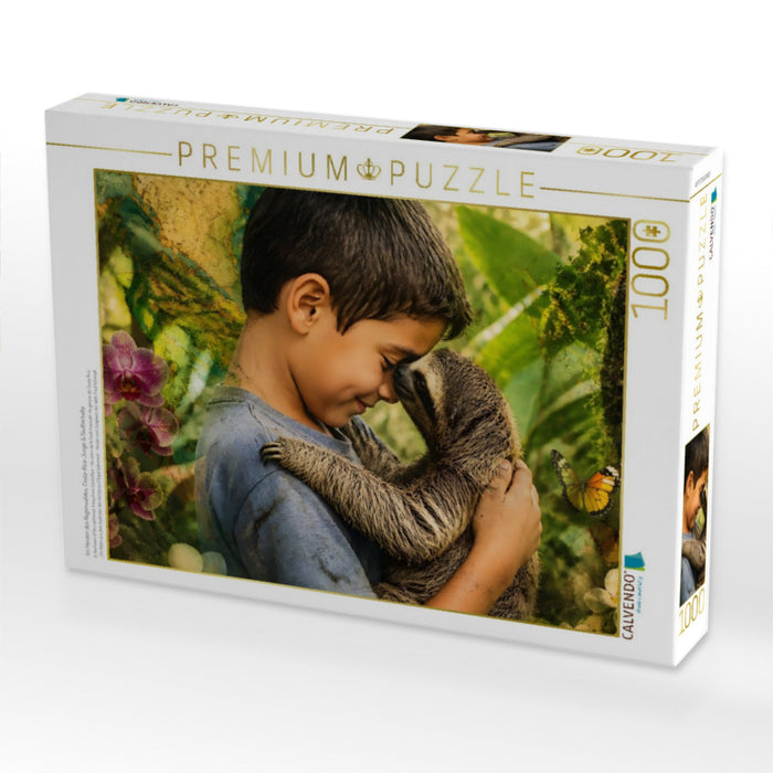 Im Herzen des Regenwaldes. Costa-Rica-Junge & Faultierbaby - CALVENDO Foto-Puzzle'