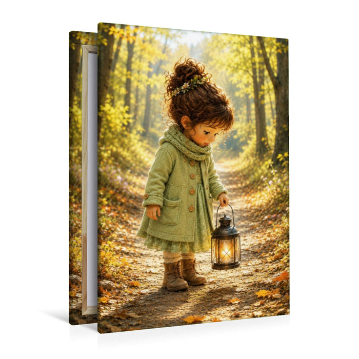 Premium Textil-Leinwand Der goldene Waldweg