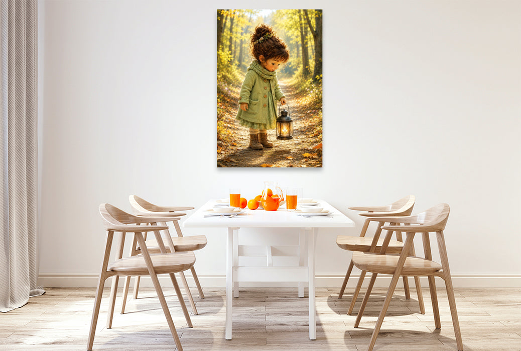 Premium Textil-Leinwand Der goldene Waldweg