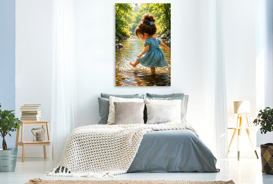 Premium Textil-Leinwand Sommerglück am Bach