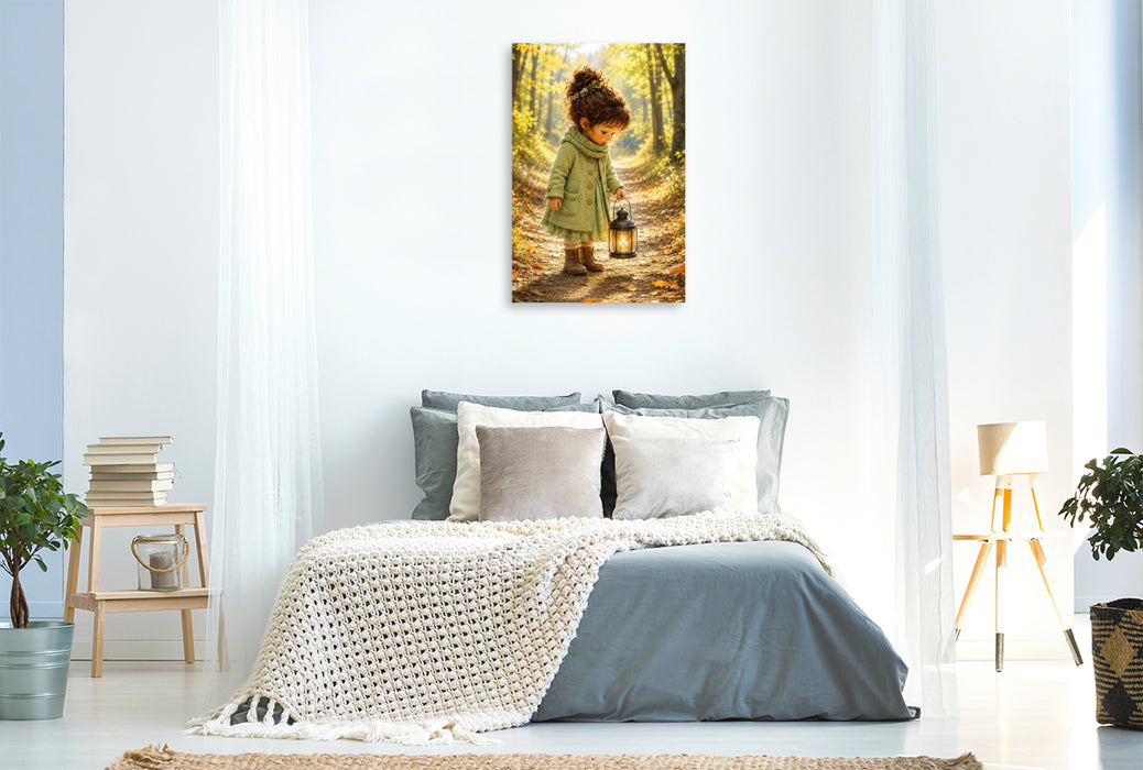 Premium Textil-Leinwand Der goldene Waldweg