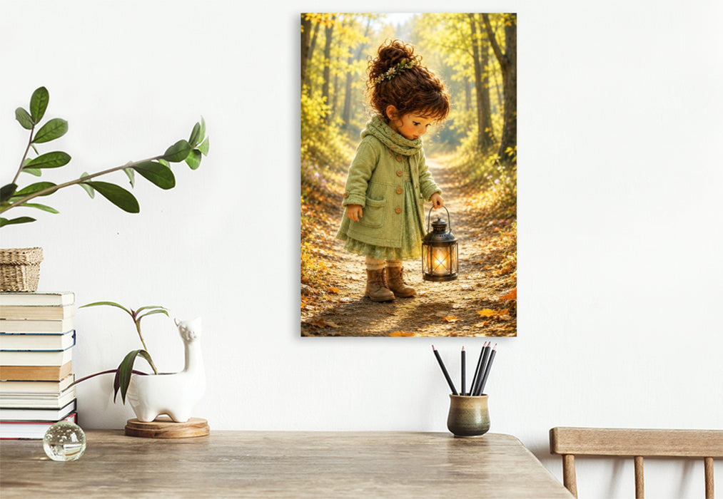 Premium Textil-Leinwand Der goldene Waldweg