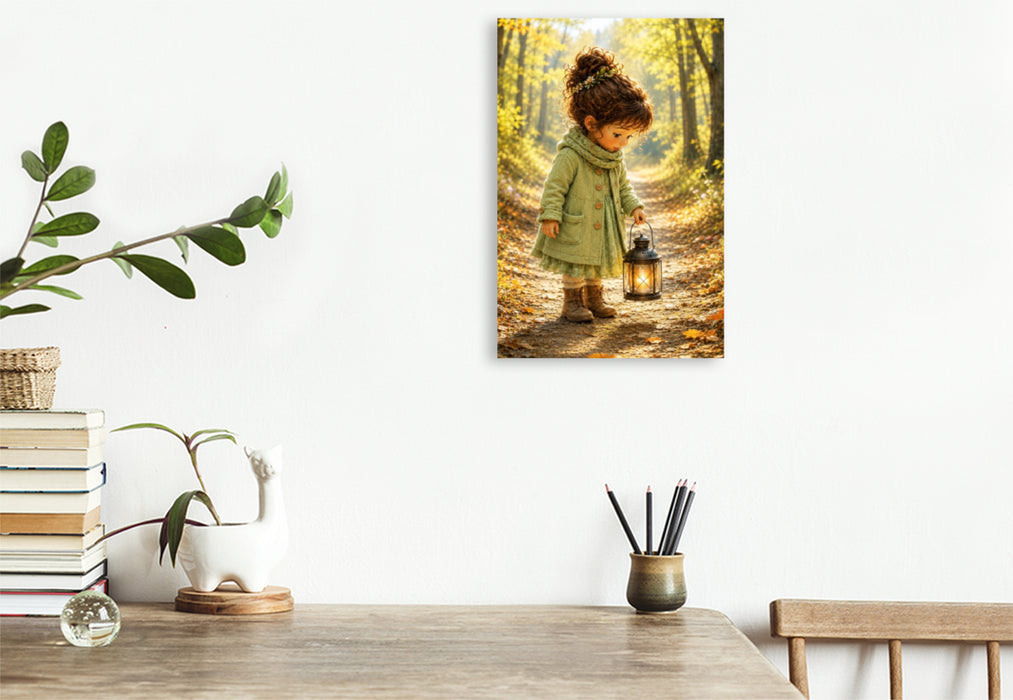 Premium Textil-Leinwand Der goldene Waldweg