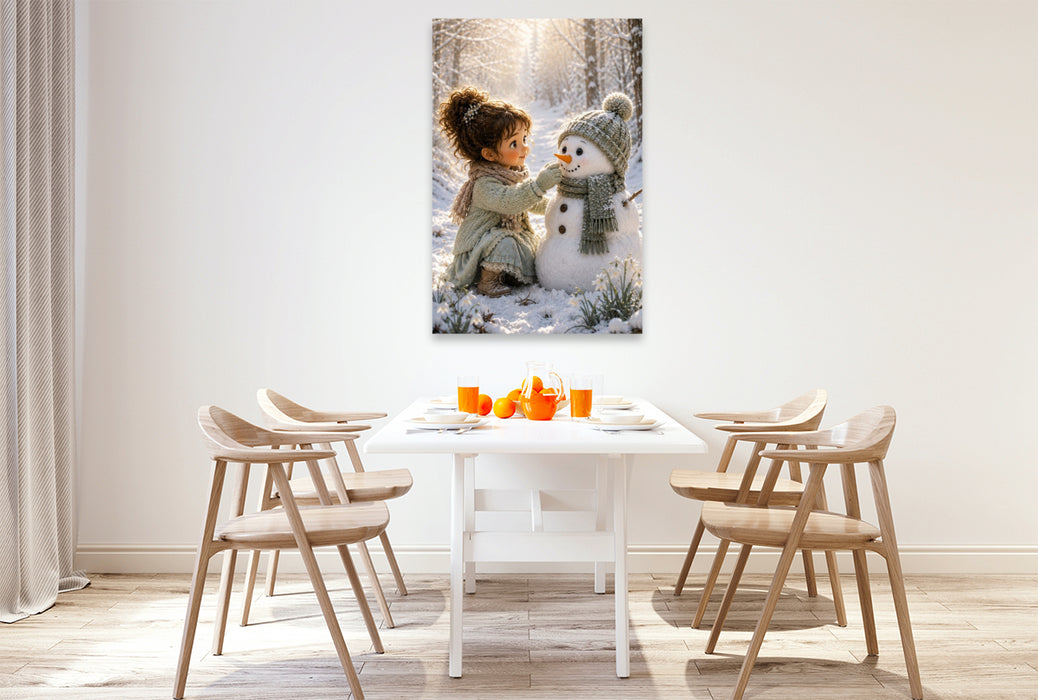 Premium Textil-Leinwand Der kleine Winterfreund