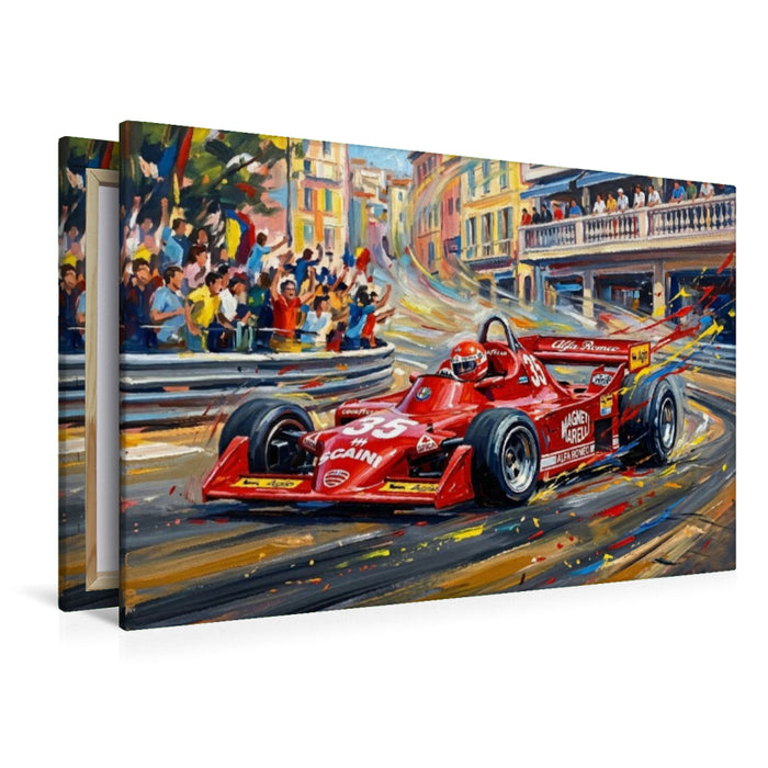 Premium Textil-Leinwand 1980 kehrte Alfa Romeo nach langer Abwesenheit mit dem Italiener Bruno Giacommeli in die Formel 1 zurück.