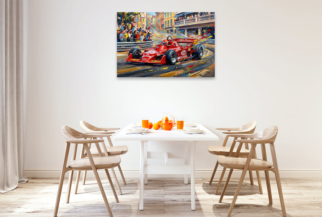 Premium Textil-Leinwand 1980 kehrte Alfa Romeo nach langer Abwesenheit mit dem Italiener Bruno Giacommeli in die Formel 1 zurück.