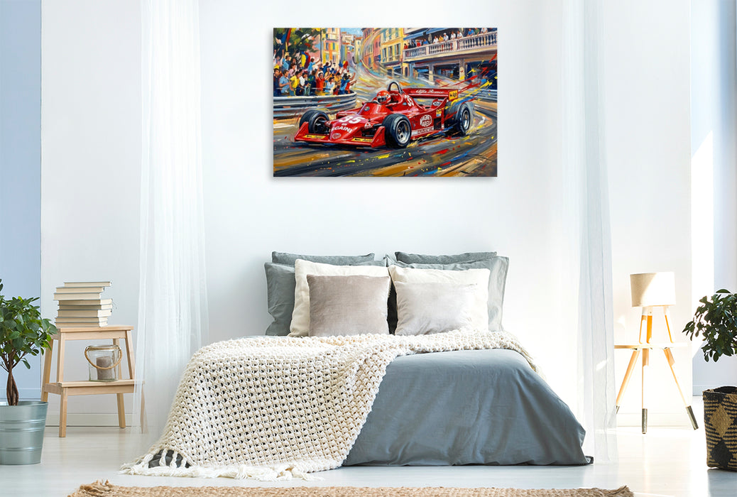 Premium Textil-Leinwand 1980 kehrte Alfa Romeo nach langer Abwesenheit mit dem Italiener Bruno Giacommeli in die Formel 1 zurück.