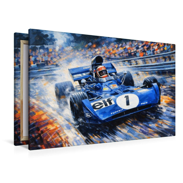 Premium Textil-Leinwand Mit einem Tyrrell-Ford wurde der Schotte Jackie Stewart in den Jahren 1971 und 1973 Weltmeister.
