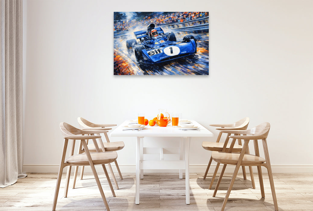 Premium Textil-Leinwand Mit einem Tyrrell-Ford wurde der Schotte Jackie Stewart in den Jahren 1971 und 1973 Weltmeister.