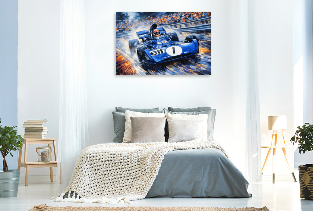Premium Textil-Leinwand Mit einem Tyrrell-Ford wurde der Schotte Jackie Stewart in den Jahren 1971 und 1973 Weltmeister.