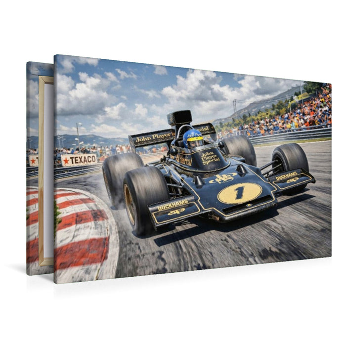 Premium Textil-Leinwand Der Wechsel zu Lotus verhalf Ronnie Peterson 1974 zu drei Siegen und den fünften Platz in der Weltmeisterschaft.