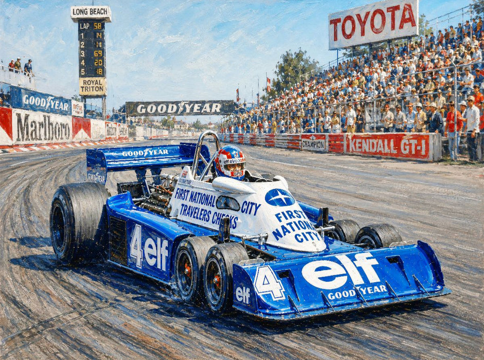 Mit sechs Rädern war der Tyrrell P34, den 1977 der Franzose Patrick Depailer fuhr, nur mäßig erfolgreich. - CALVENDO Foto-Puzzle'