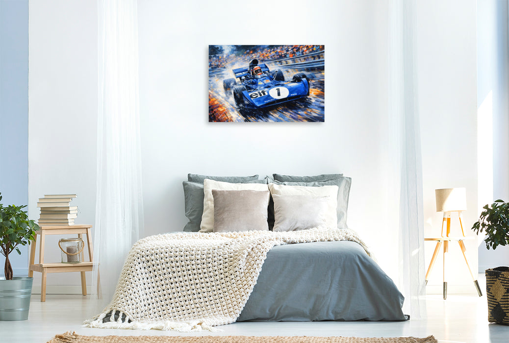 Premium Textil-Leinwand Mit einem Tyrrell-Ford wurde der Schotte Jackie Stewart in den Jahren 1971 und 1973 Weltmeister.