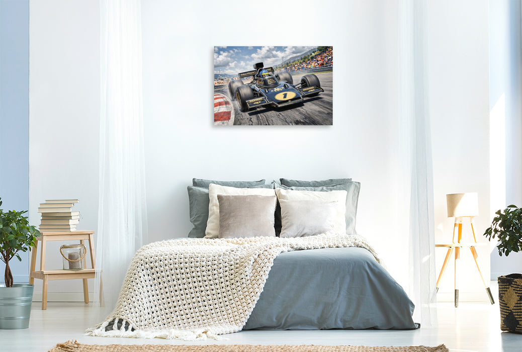 Premium Textil-Leinwand Der Wechsel zu Lotus verhalf Ronnie Peterson 1974 zu drei Siegen und den fünften Platz in der Weltmeisterschaft.