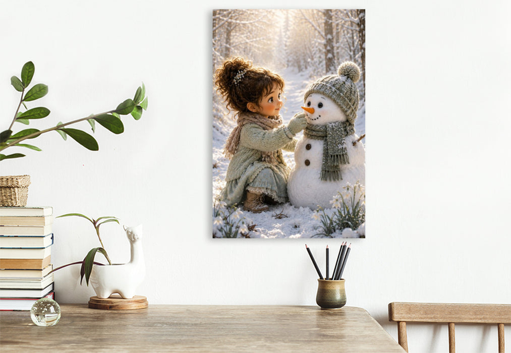 Premium Textil-Leinwand Der kleine Winterfreund