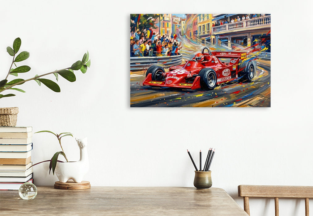 Premium Textil-Leinwand 1980 kehrte Alfa Romeo nach langer Abwesenheit mit dem Italiener Bruno Giacommeli in die Formel 1 zurück.