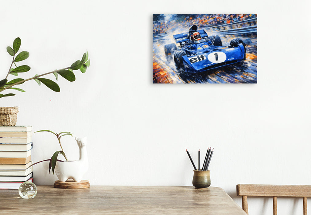 Premium Textil-Leinwand Mit einem Tyrrell-Ford wurde der Schotte Jackie Stewart in den Jahren 1971 und 1973 Weltmeister.
