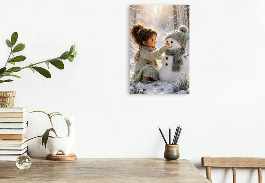 Premium Textil-Leinwand Der kleine Winterfreund