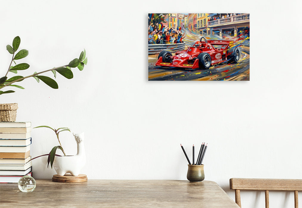 Premium Textil-Leinwand 1980 kehrte Alfa Romeo nach langer Abwesenheit mit dem Italiener Bruno Giacommeli in die Formel 1 zurück.