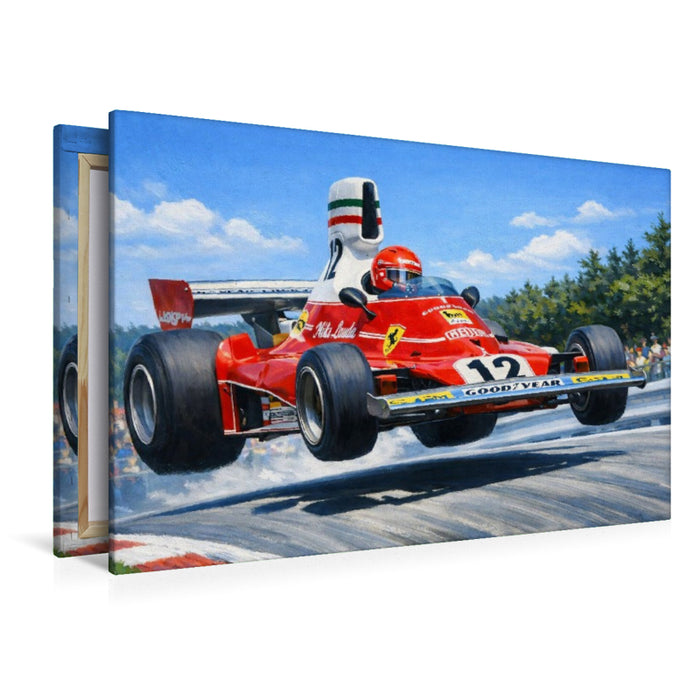Premium Textil-Leinwand In den Jahren 1975 und 1976 wurde Niki Lauda aus Österreich Weltmeister der Königsklasse.