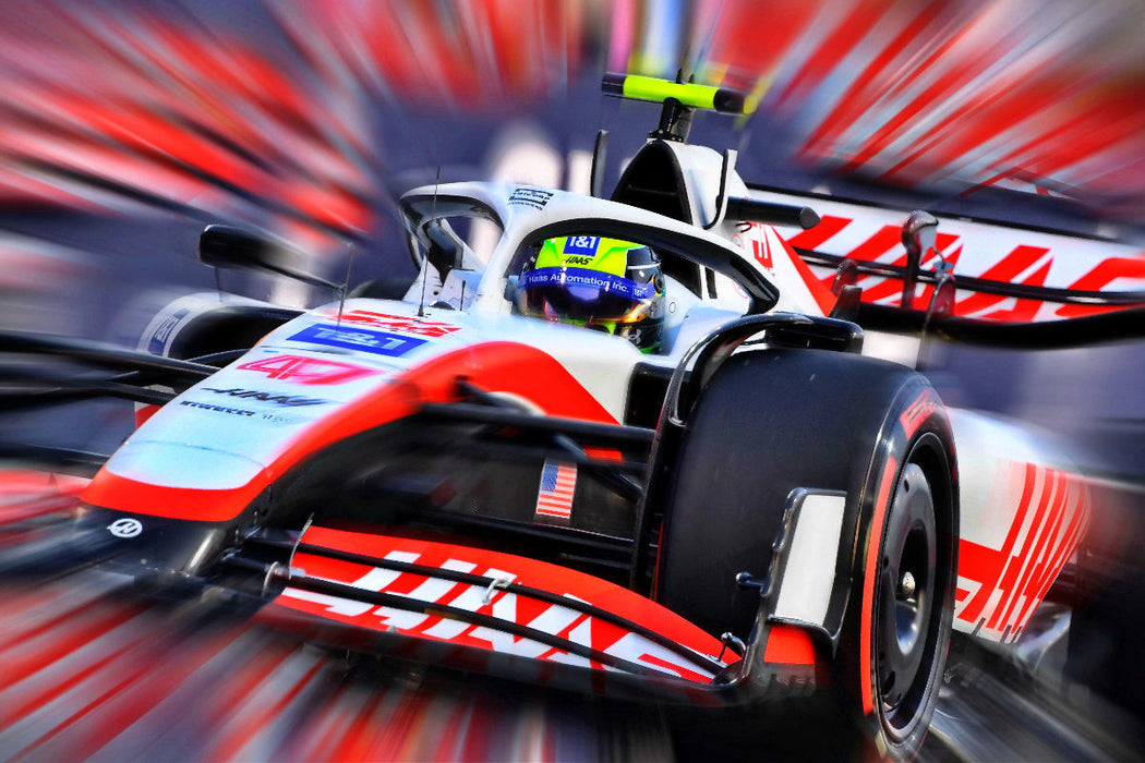Premium Textil-Leinwand Mick Schumacher, Sohn der deutschen Motosportlegende Michael Schumacher