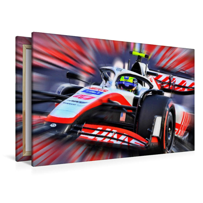 Premium Textil-Leinwand Mick Schumacher, Sohn der deutschen Motosportlegende Michael Schumacher