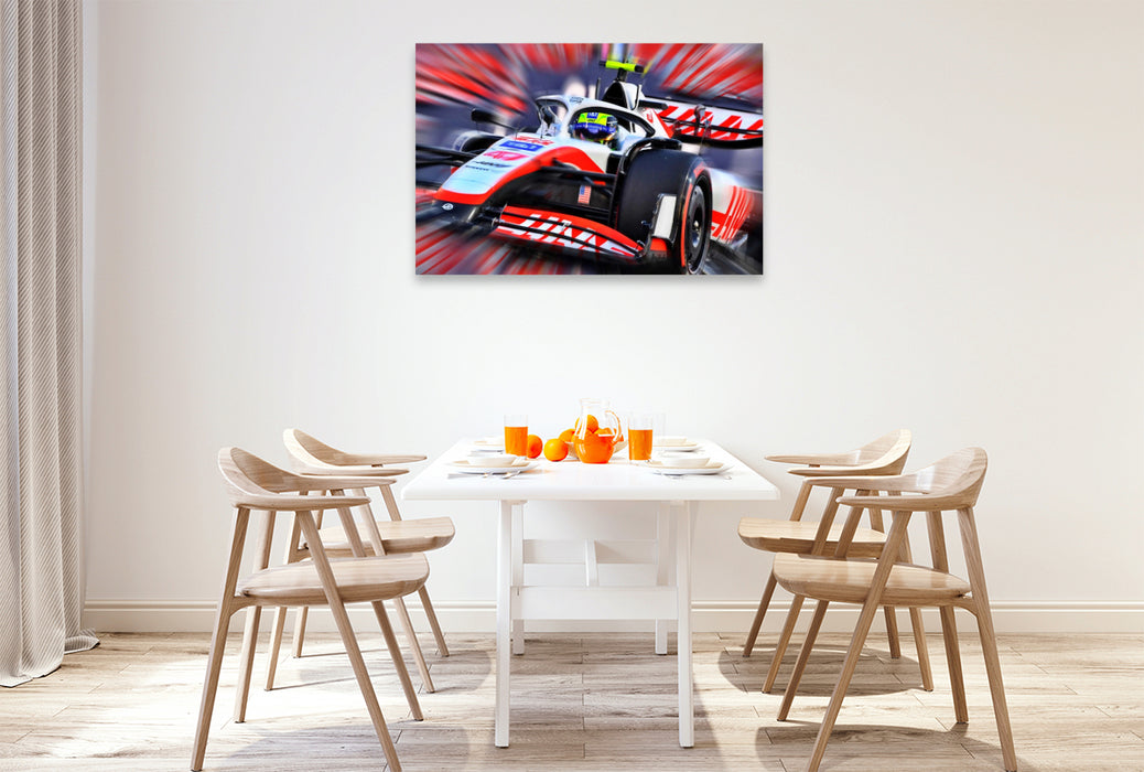 Premium Textil-Leinwand Mick Schumacher, Sohn der deutschen Motosportlegende Michael Schumacher