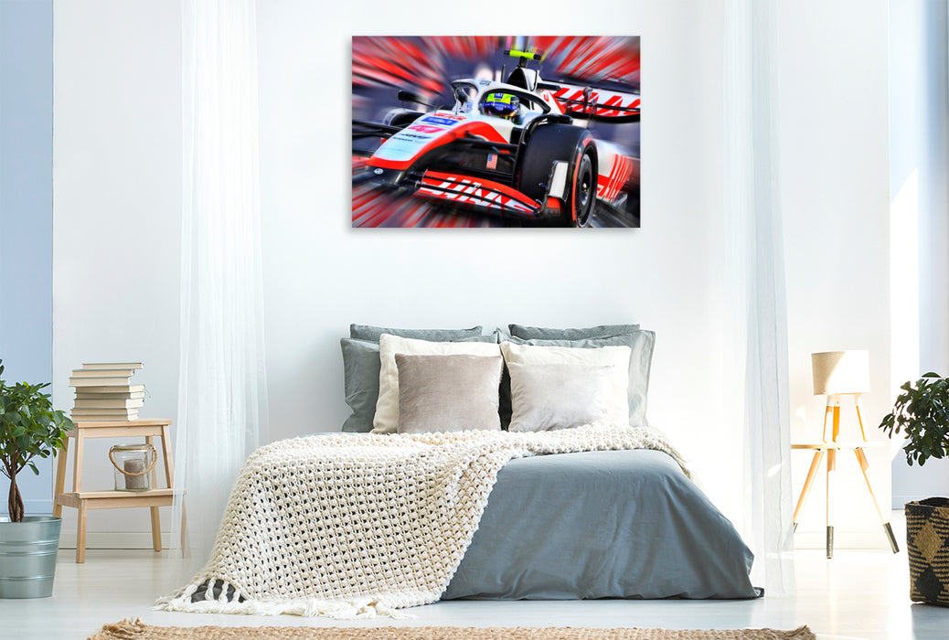 Premium Textil-Leinwand Mick Schumacher, Sohn der deutschen Motosportlegende Michael Schumacher