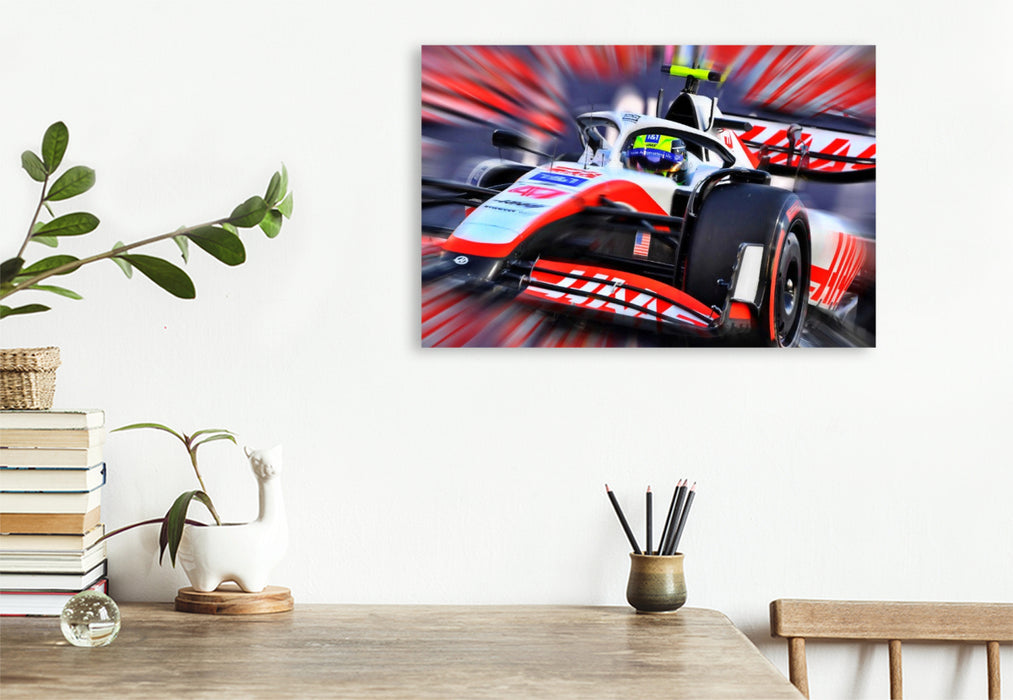 Premium Textil-Leinwand Mick Schumacher, Sohn der deutschen Motosportlegende Michael Schumacher