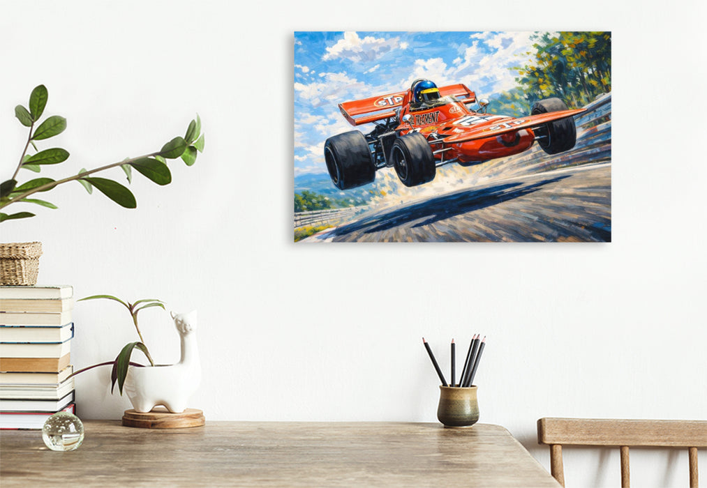 Premium Textil-Leinwand Der Schwede Ronnie Peterson wurde 1971 mit einem britischen March Vizeweltmeister, blieb aber sieglos.