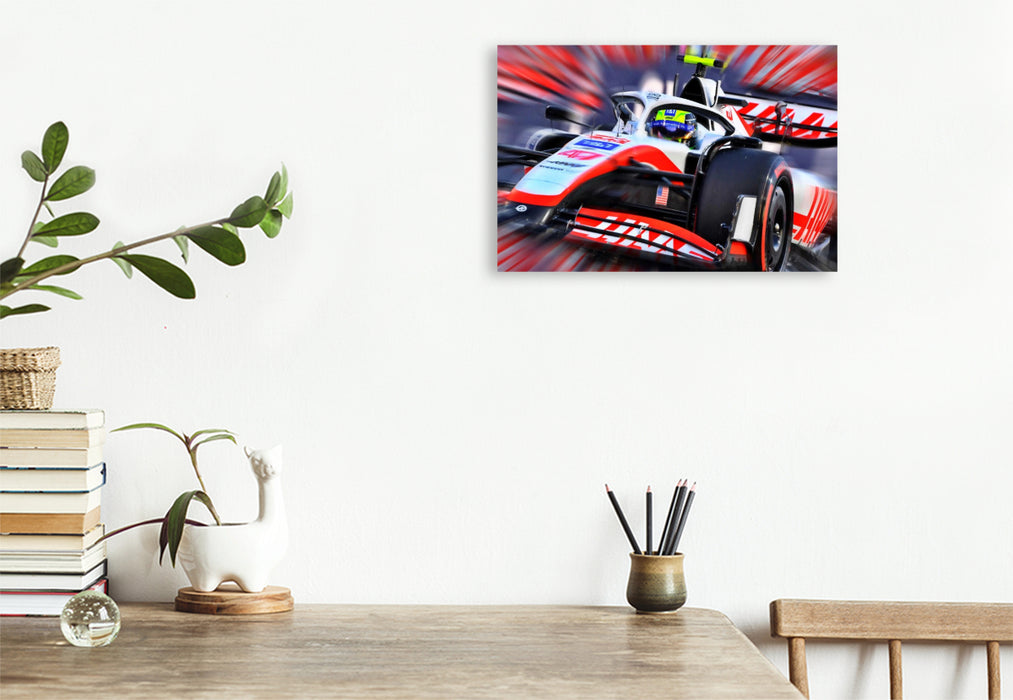 Premium Textil-Leinwand Mick Schumacher, Sohn der deutschen Motosportlegende Michael Schumacher