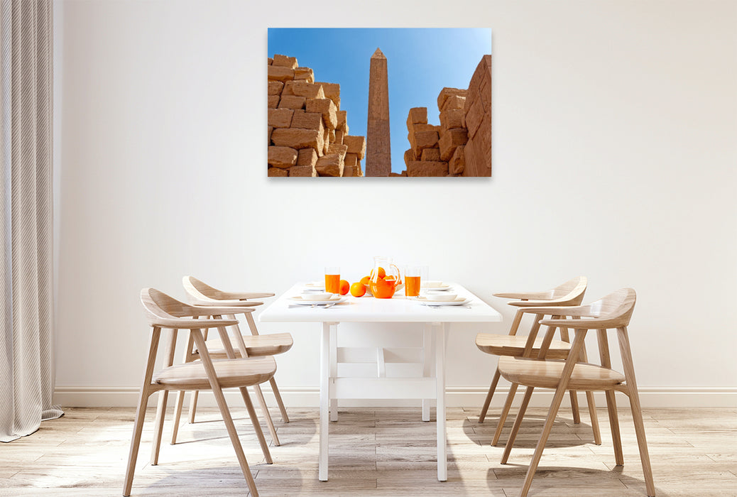 Premium Textil-Leinwand Blick auf den Obelisk von Thutmosis I. (Karnak)