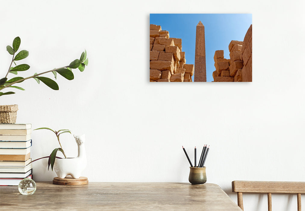 Premium Textil-Leinwand Blick auf den Obelisk von Thutmosis I. (Karnak)